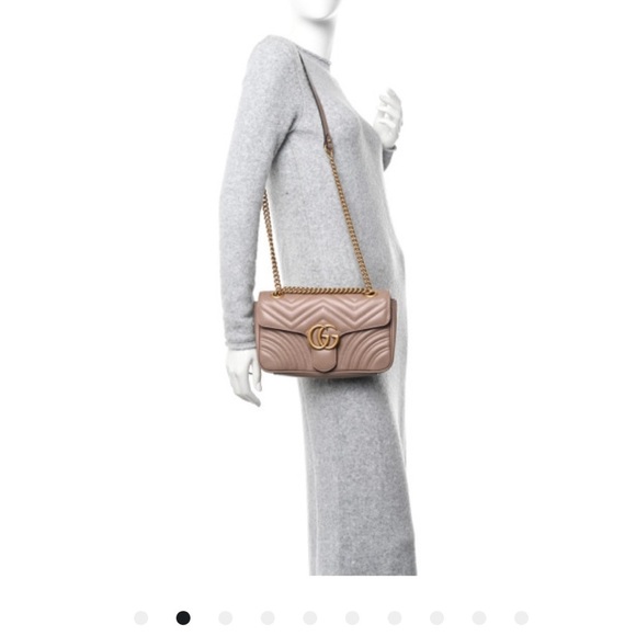 Authentic Gucci Calfskin Matelasse Marmont Shoulder Bag Small, with dust bag - Picture 1 of 12